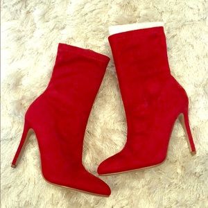 Red ankle boots